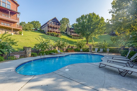 Pool access for guests at Family Getaway, a 4 bedroom cabin rental located in Pigeon Forge