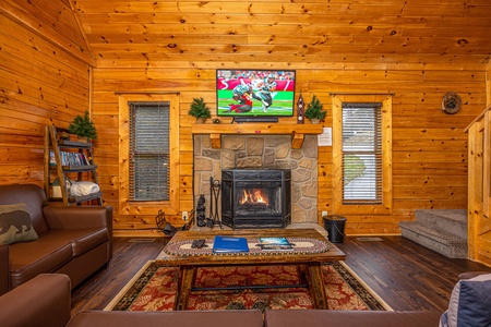 Fireplace at Eagle's Nest, a 2 bedroom cabin rental located in Sevierville