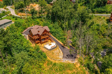 Drone view at Twin Peaks, a 5 bedroom cabin rental located in Gatlinburg