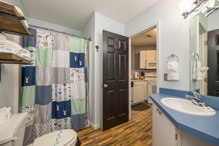 Bathroom With Shower/Tub Combo at Big Bear Ski Haus