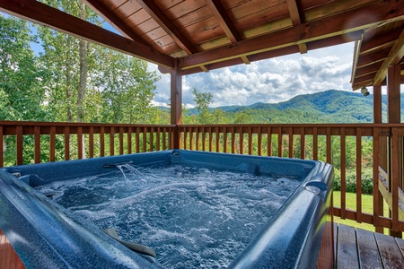 Views from the hot tub at Four Seasons Lodge, a 3-bedroom cabin rental located in Pigeon Forge