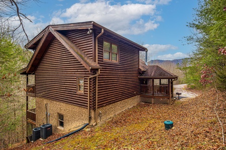 Back Exterior View at Laid Back, a 2 bedroom cabin rental located in Pigeon Forge