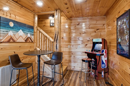 Arcade and pub table for two at Make A Splash, a 2 bedroom cabin rental located in gatlinburg