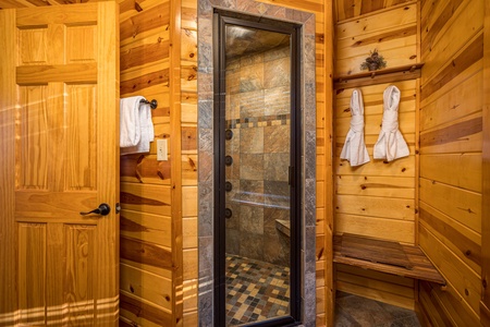 Walk-in shower at Gone To Therapy, a 2 bedroom cabin rental located in Gatlinburg