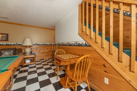 Checker table at Cub's Crossing, a 3 bedroom cabin rental located in Gatlinburg