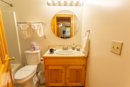 Upstairs bathroom at 1 Crazy Cub, a 4 bedroom cabin rental located in Pigeon Forge