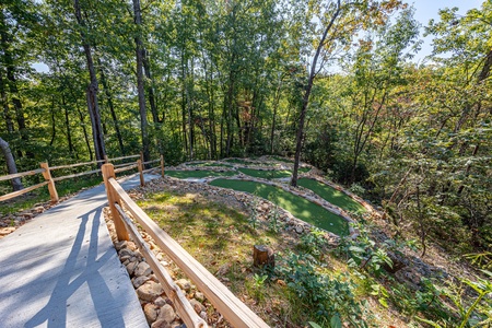 Walkway To Putt Putt Golf Close up at Make A Splash, 2 bedroom cabin rental located in gatlinburg