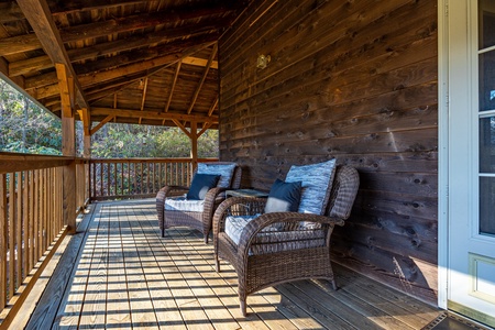 Wicker Chairs on the Deck at Rocky Top Ridge Views