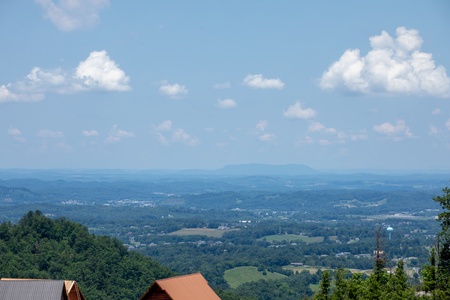 Rooftop and mountain views at Away From it All, a 1 bedroom cabin rental located in Pigeon Forge