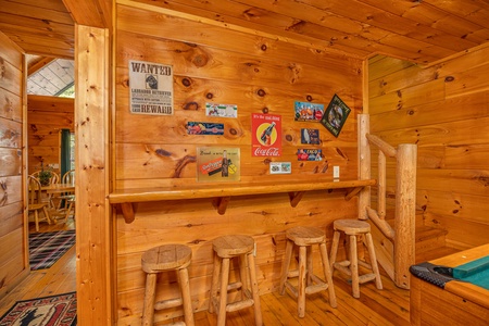 Bar style seating at American Dream, a 2 bedroom cabin rental located in Gatlinburg