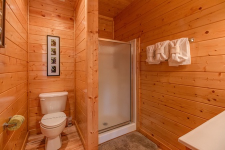 Bathroom with a shower at Country Bear's Getaway, a 3-bedroom cabin rental located in Gatlinburg