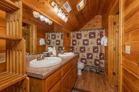 Bathroom with a shower at Hidden Joy, a 1 bedroom cabin rental located in Gatlinburg