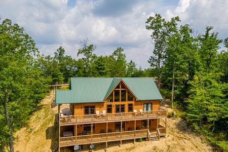 Rear exterior view at J's Hideaway, a 4 bedroom cabin rental located in Pigeon Forge