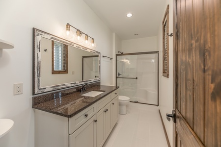 Bathroom with a shower at Mountain Celebration, a 4 bedroom cabin rental located in Gatlinburg