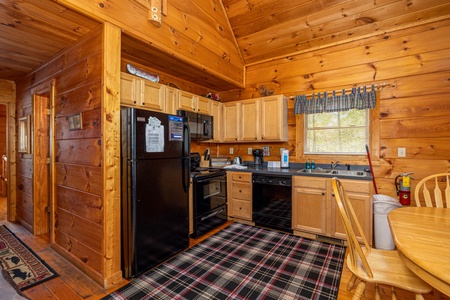 Kitchen area at American Dream, a 2 bedroom cabin rental located in Gatlinburg