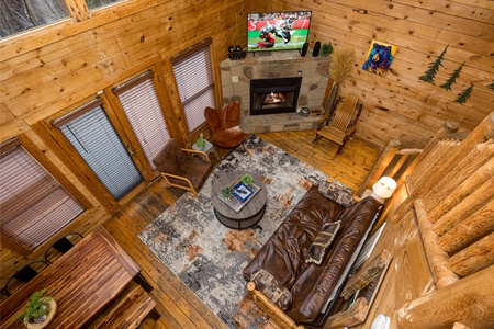 Drone view at Bearstone Cabin, a 1 bedroom cabin rental located in Gatlinburg