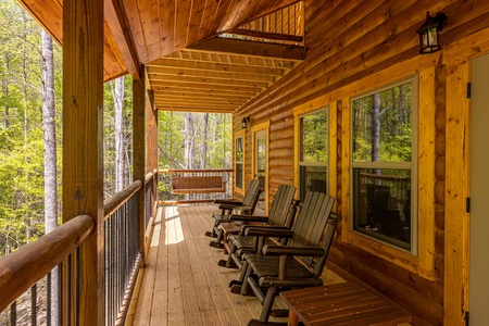 Adirondack Chairs on the Deck at Poolin Around, a 2 bedroom cabin rental located in gatlinburg