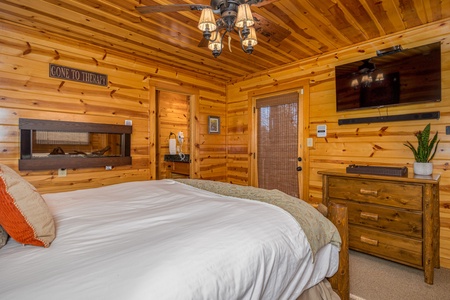 Bedroom amenities at Gone To Therapy, a 2 bedroom cabin rental located in Gatlinburg
