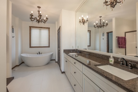 Bathroom with soaking tub at Mountain Celebration, a 4 bedroom cabin rental located in Gatlinburg