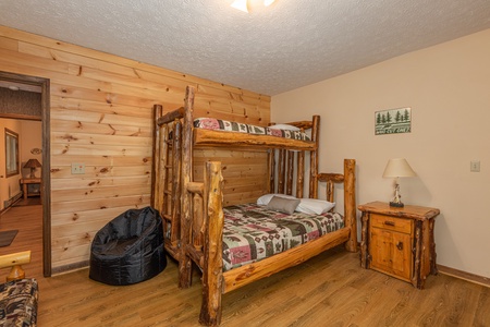 Bunk bed in a bunk room at Cubs' Crib, a 3 bedroom cabin rental located in Gatlinburg