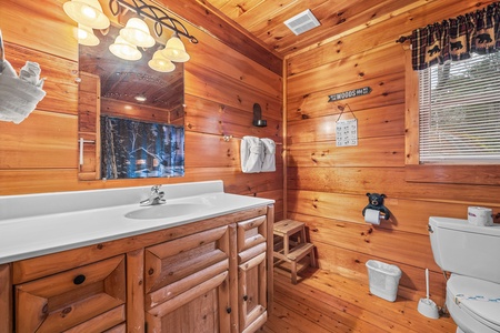 Bathroom at Moonshine Memories, a 2 bedroom cabin rental located in Gatlinburg
