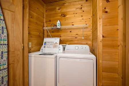 Washer and dryer at Moonlight in the Boondocks, a 2 bedroom cabin rental located in Gatlinburg