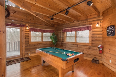 Pool table at Hanky Panky, a 1-bedroom cabin rental located in Pigeon Forge