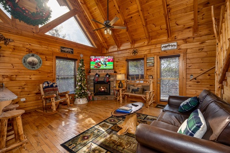 Living Room at Bear Feet Retreat, a 1 bedroom cabin rental located in pigeon forge