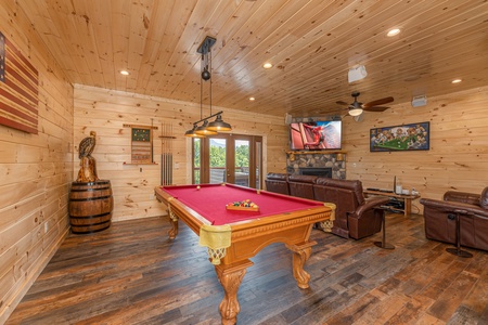 Pool table at Twin Peaks, a 5 bedroom cabin rental located in Gatlinburg