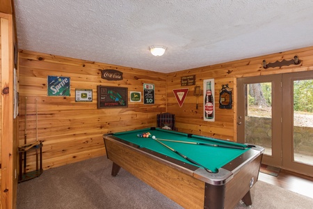 Pool table at Bird's Eye View, a 2-bedroom cabin rental located in Gatlinburg