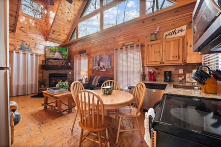 Dining table for four at Honey Bear Haven, a 1 bedroom cabin rental located in Pigeon Forge