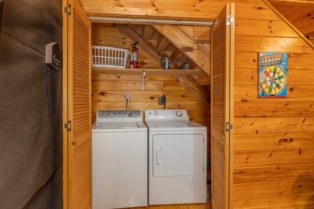 Washer and dryer at A Moment in Time, a 2 bedroom cabin rental located in pigeon forge