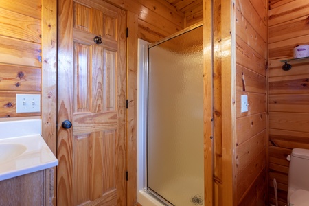 Bathroom with a shower at Majestic Views, a 3 bedroom cabin rental located in Pigeon Forge
