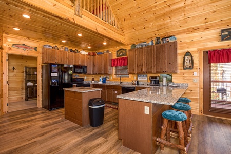 Kitchen With Breakfast Seating at Angler's Ridge