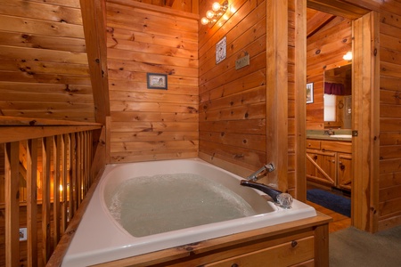 Jacuzzi at Hawk's Nest, a 1 bedroom cabin rental located in Pigeon Forge