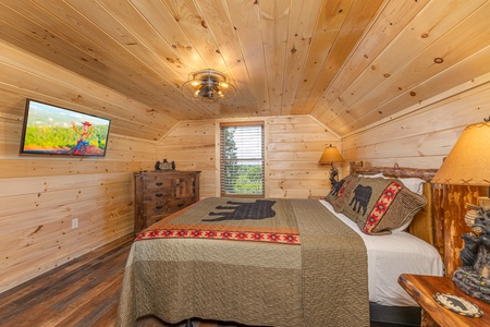 Loft bedroom at Twin Peaks, a 5 bedroom cabin rental located in Gatlinburg
