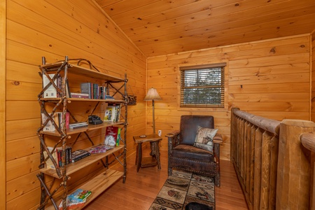 Reading nook at J's Hideaway, a 4 bedroom cabin rental located in Pigeon Forge