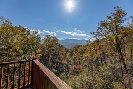 Deck view from the corner of the deck at Sensational Views, a 3 bedroom cabin rental located in Gatlinburg