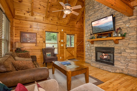 Living Room with Fireplace And Flat Screen at Logged Out