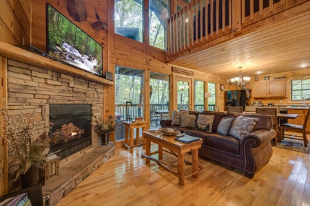 Living room at Lazy Bear Lodge