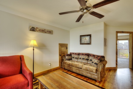 Upstairs seating area at The Best View Lodge, a 5 bedroom cabin rental located in gatlinburg