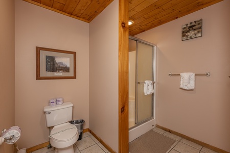 Shower in a bathroom at Almost Bearadise, a 4 bedroom cabin rental located in Pigeon Forge
