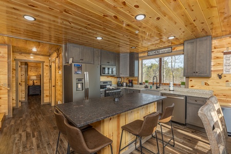 Breakfast bar for three at Everly's Splash, a 4 bedroom cabin rental located in Pigeon Forge