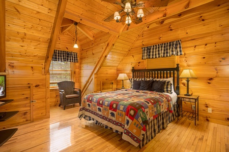 Upstairs bedroom at Moonbeams & Cabin Dreams, a 3 bedroom cabin rental located in Pigeon Forge