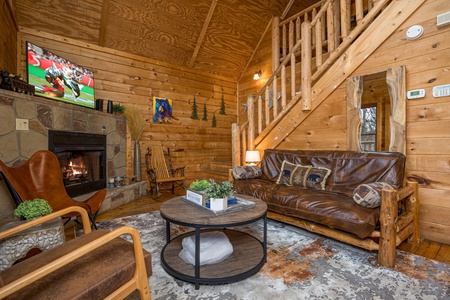 Living room chairs at Bearstone Cabin, a 1 bedroom cabin rental located in Gatlinburg