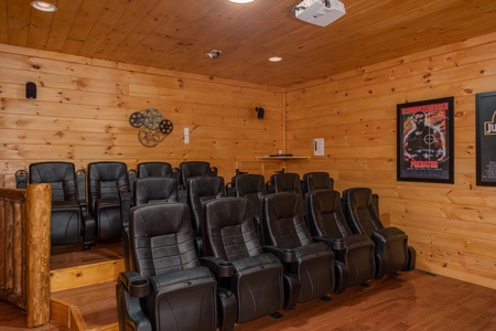 Theater style seating for 14 people at Four Seasons Palace, a 5-bedroom cabin rental located in Pigeon Forge