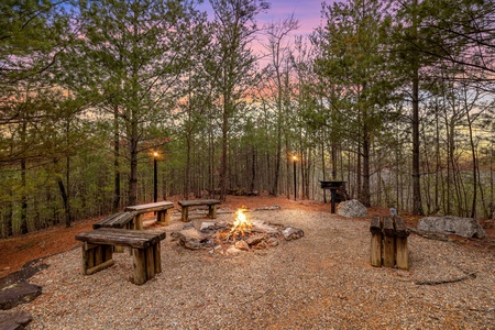 Fire pit at Majestic Views, a 3 bedroom cabin rental located in Pigeon Forge