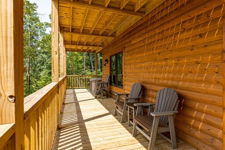 Deck chairs at J's Hideaway, a 4 bedroom cabin rental located in Pigeon Forge