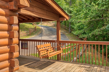 Porch swing at Cabin in the Clouds, a 3-bedroom cabin rental located in Pigeon Forge