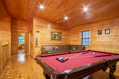 Pool table at 3 Crazy Cubs, a 5 bedroom cabin rental located in pigeon forge